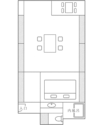 和洋特別室クイーンサイズベッドの間取り図