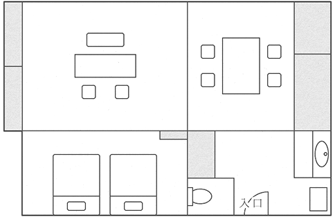 和モダン客室の間取り図